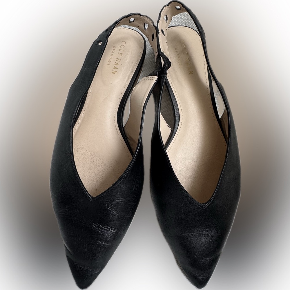 Cole Haan Black Leather Slingback Flat